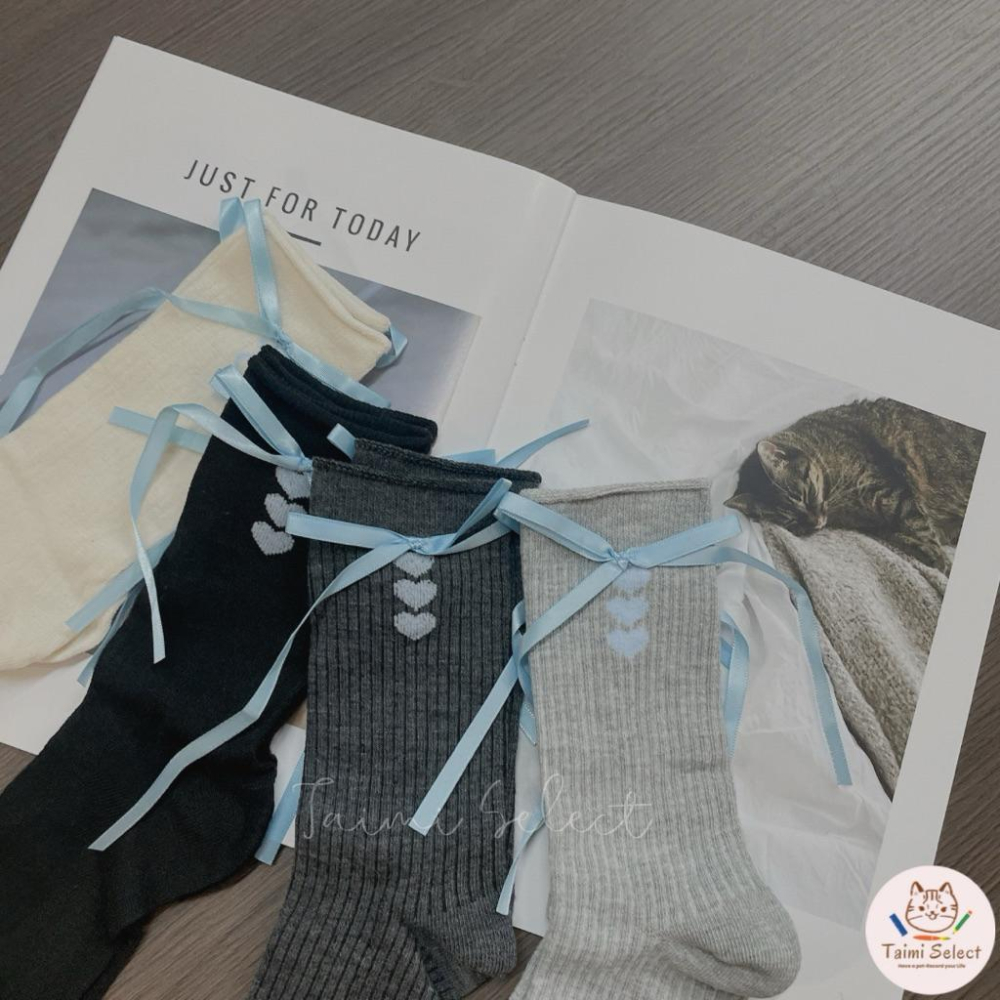 現貨✨Y2K緞帶愛心長襪 緞帶長襪 愛心長襪子 緞帶襪子-細節圖2