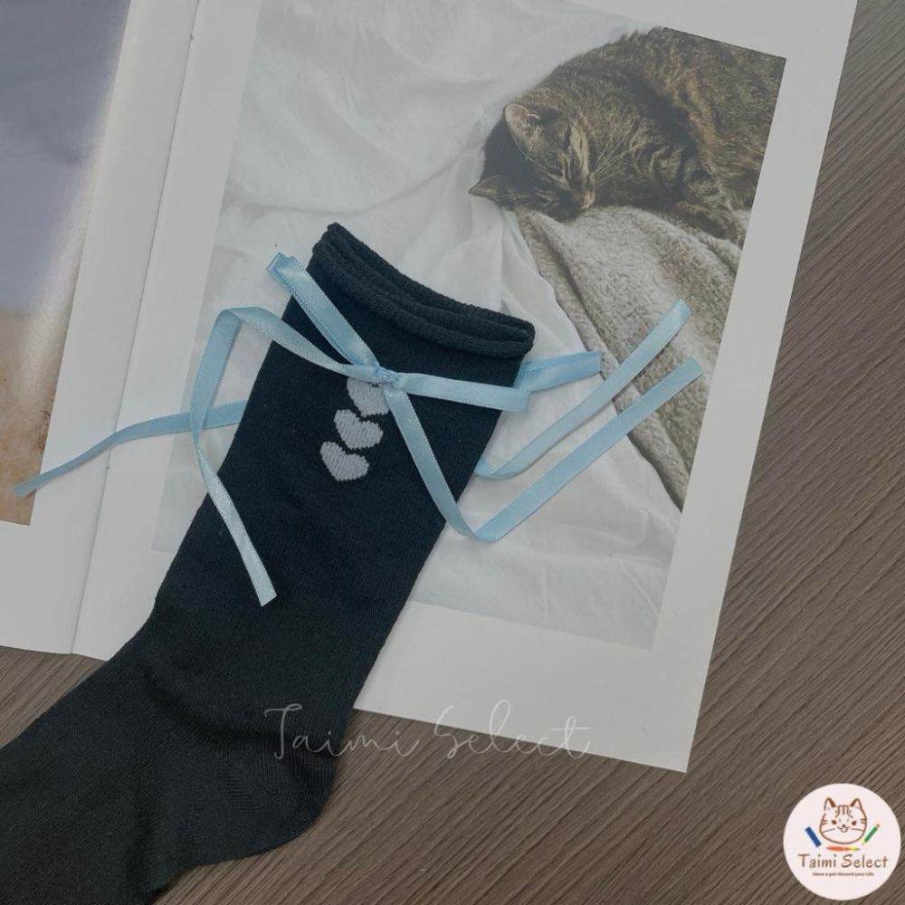 現貨✨Y2K緞帶愛心長襪 緞帶長襪 愛心長襪子 緞帶襪子-細節圖7