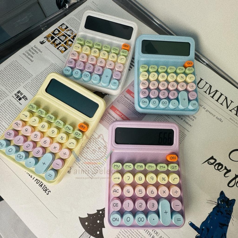 免運✨多巴胺色系青軸機械計算機 復古可愛計算機 大台鍵盤計算機-細節圖4