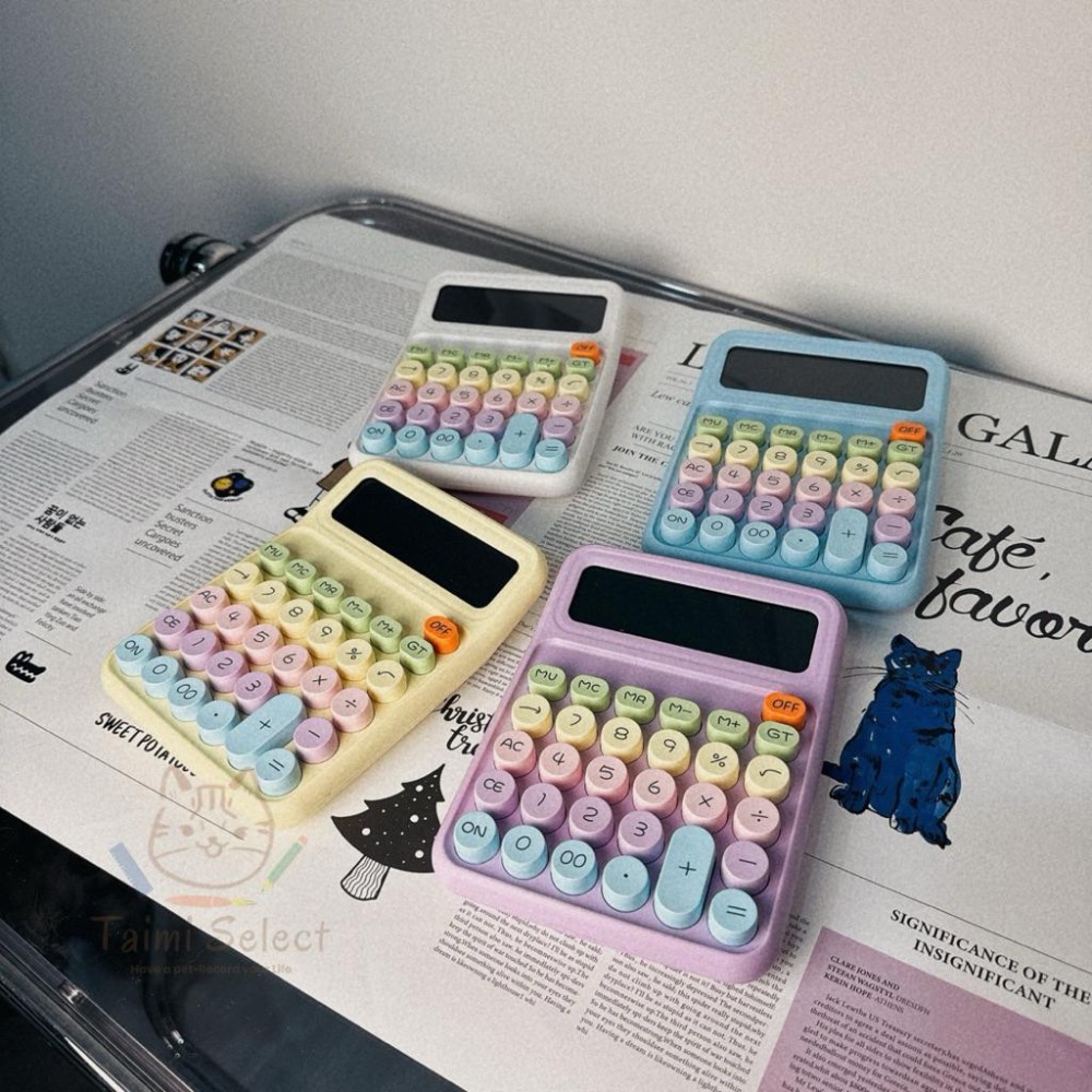免運✨多巴胺色系青軸機械計算機 復古可愛計算機 大台鍵盤計算機-細節圖7