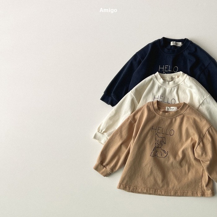 ❄️深藍80現貨❄️ amigo 線條狗狗長袖Tee🧸韓國童裝-細節圖4