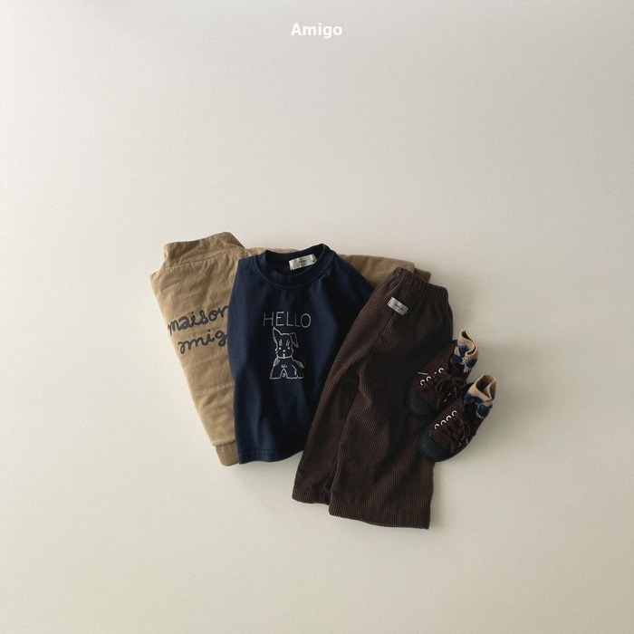 ❄️深藍80現貨❄️ amigo 線條狗狗長袖Tee🧸韓國童裝-細節圖8