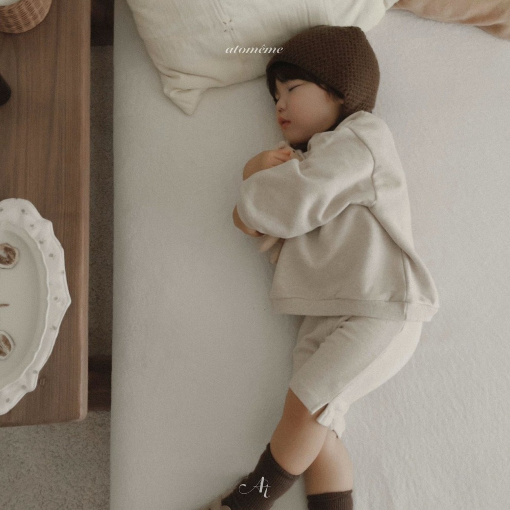 🍂燕麥色80現貨🍂atomeme 線條小熊大學T🧸韓國童裝-細節圖5