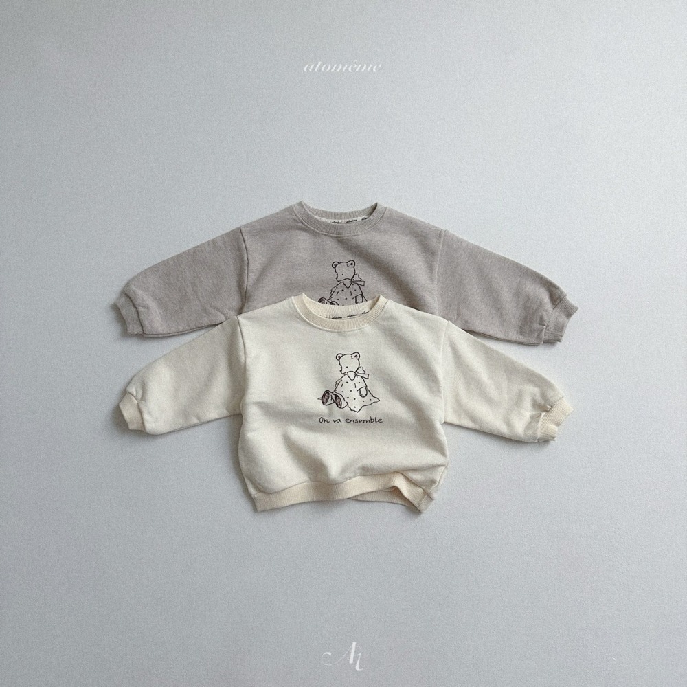 🍂燕麥色80現貨🍂atomeme 線條小熊大學T🧸韓國童裝-細節圖8