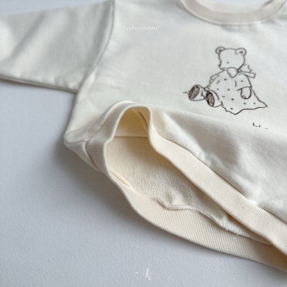 🍂燕麥色80現貨🍂atomeme 線條小熊大學T🧸韓國童裝-細節圖10