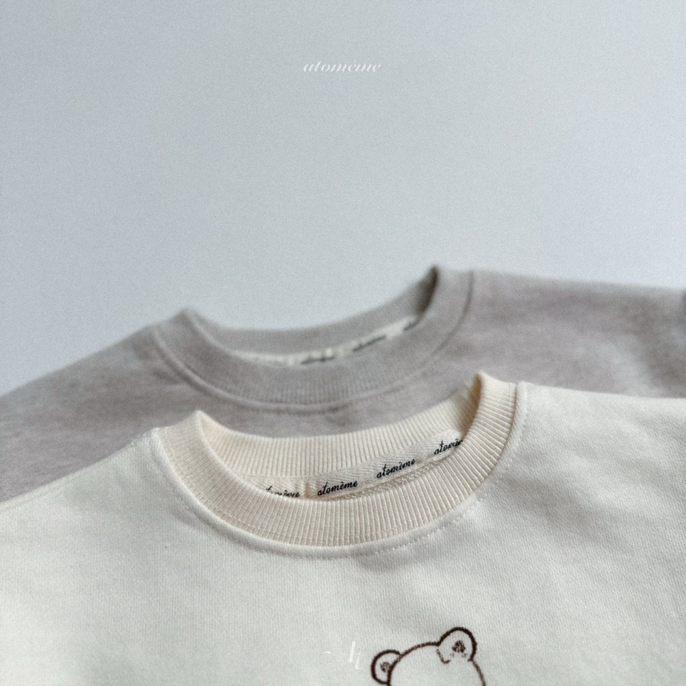 🍂燕麥色80現貨🍂atomeme 線條小熊大學T🧸韓國童裝-細節圖11