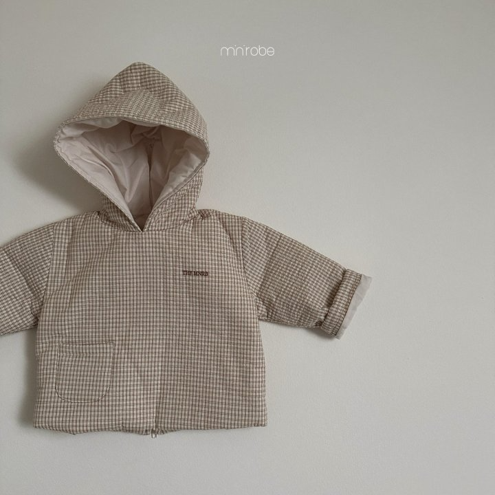 🍰黑色110現貨🍰minirobe 小格子後拉鍊連帽上衣🧸韓國童裝-細節圖4