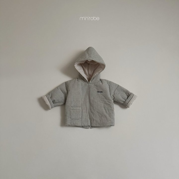 🍰黑色110現貨🍰minirobe 小格子後拉鍊連帽上衣🧸韓國童裝-細節圖6