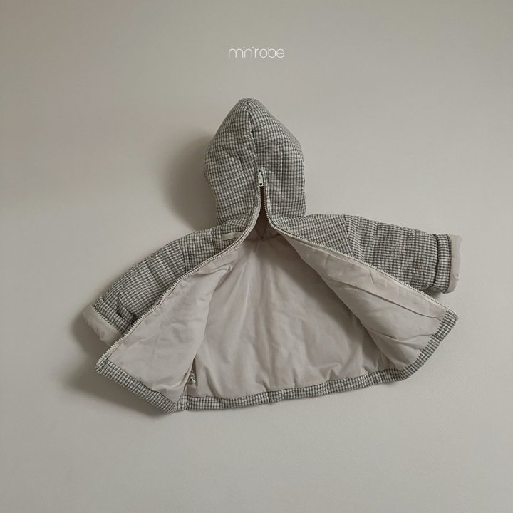 🍰黑色110現貨🍰minirobe 小格子後拉鍊連帽上衣🧸韓國童裝-細節圖7