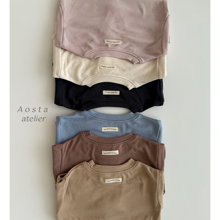 🍂藍色100現貨🍂 AOSTA 基本款素色長袖Tee 🧸韓國童裝-細節圖2