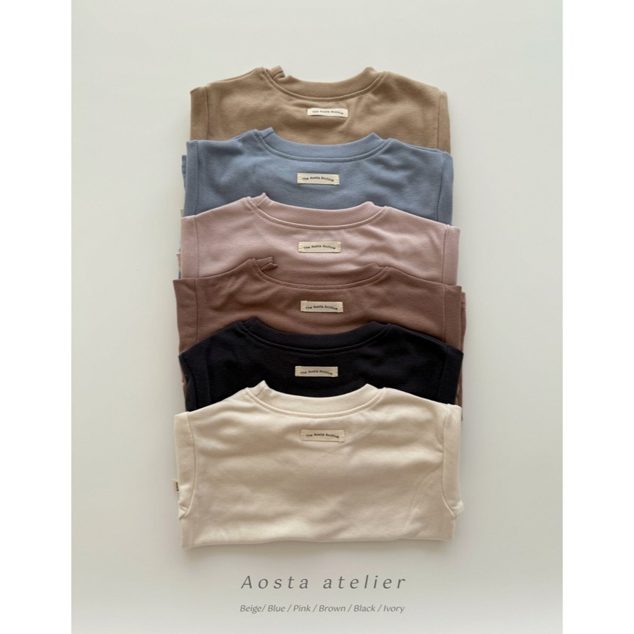 🍂藍色100現貨🍂 AOSTA 基本款素色長袖Tee 🧸韓國童裝-細節圖3