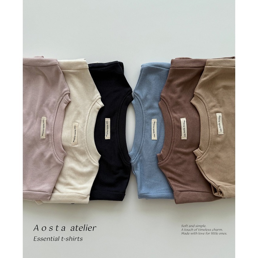 🍂藍色100現貨🍂 AOSTA 基本款素色長袖Tee 🧸韓國童裝-細節圖5