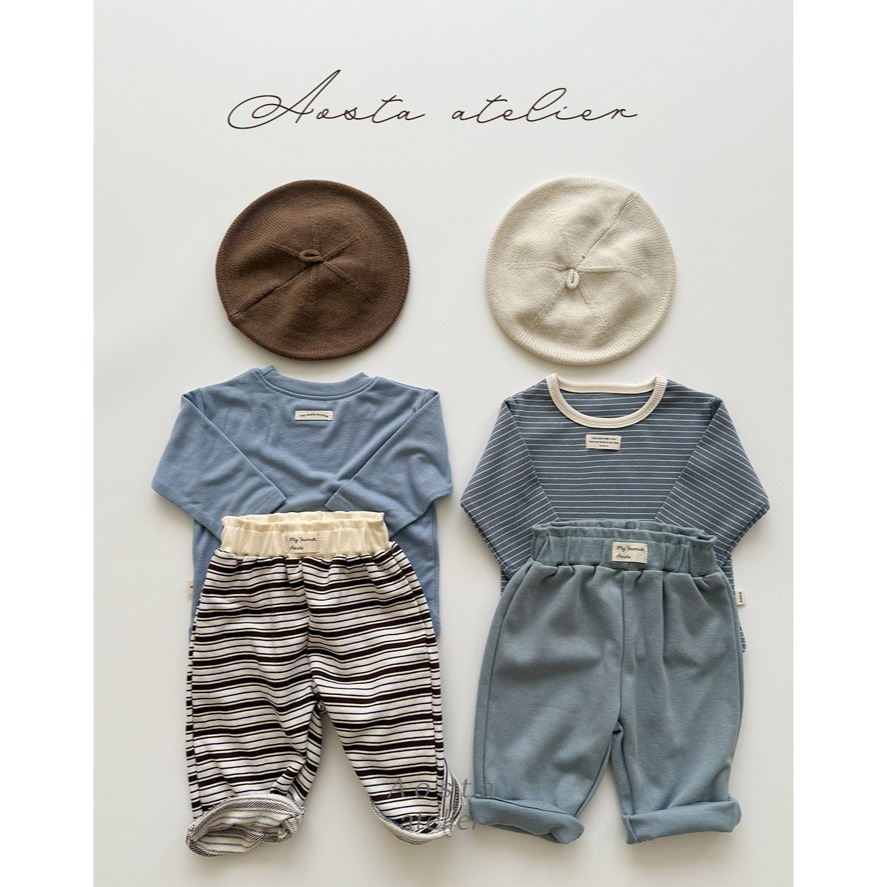 🍂藍色100現貨🍂 AOSTA 基本款素色長袖Tee 🧸韓國童裝-細節圖7