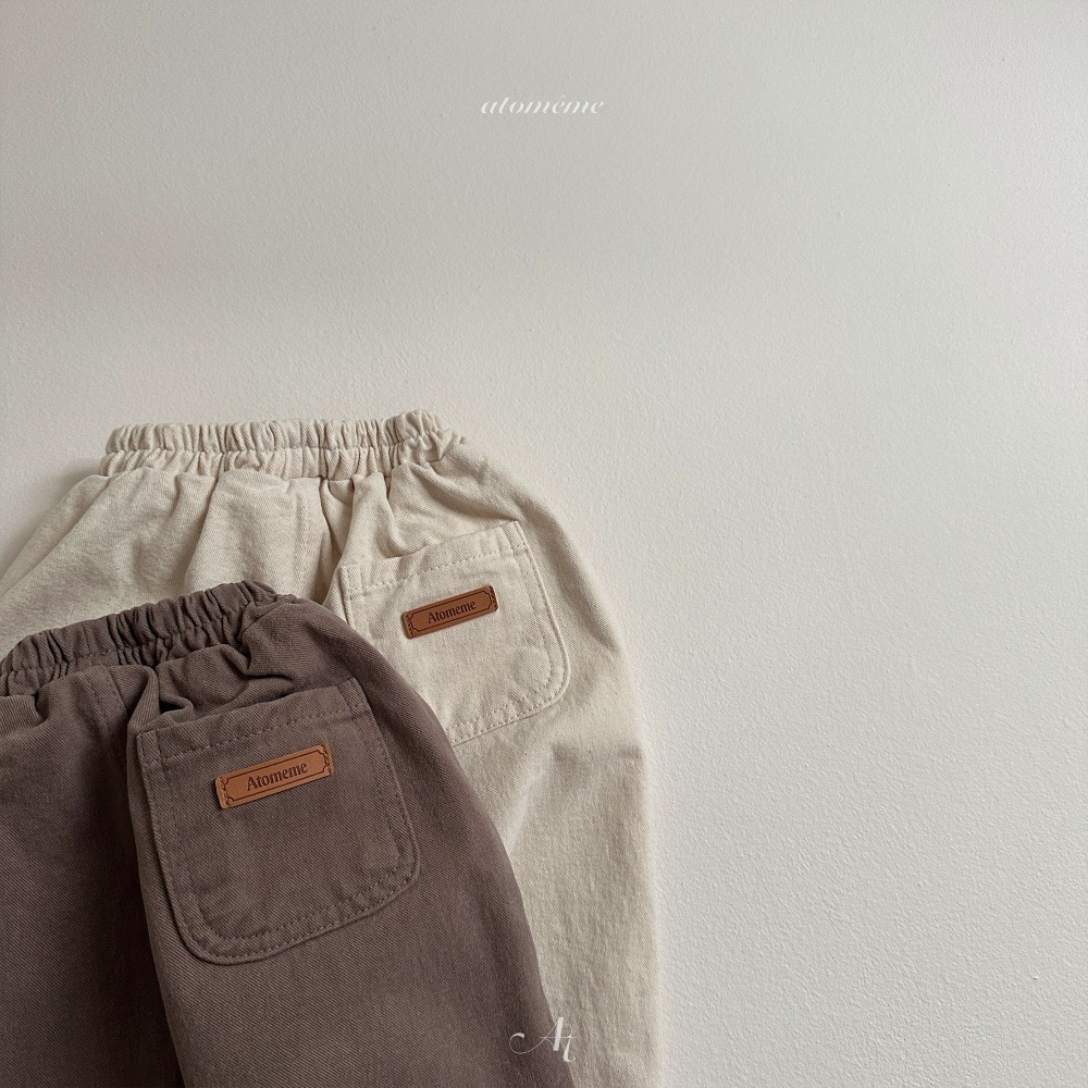 ❄️棕色80/100現貨❄️Atomeme 鬆緊腰百搭長褲🧸韓國童裝-細節圖3