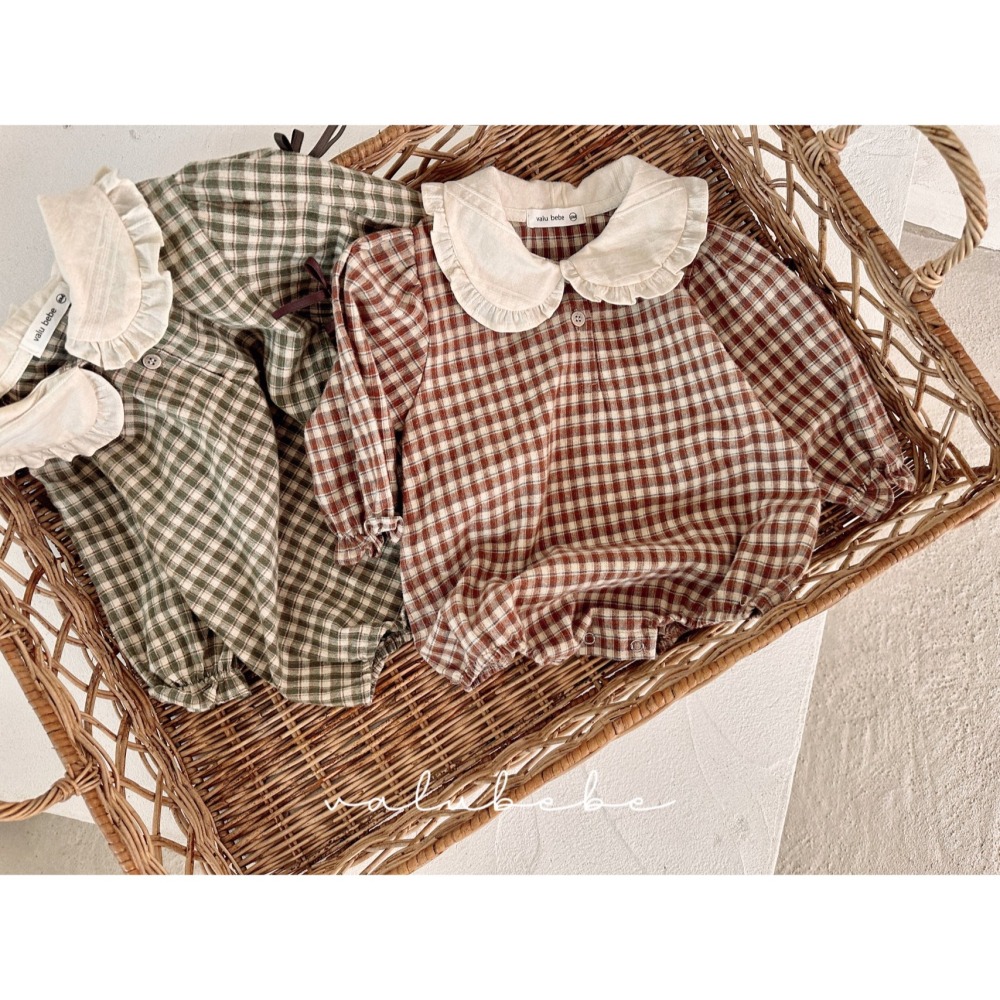 ❄️綠格80現貨❄️valubebe 英倫小格子包屁衣🧸韓國童裝-細節圖5