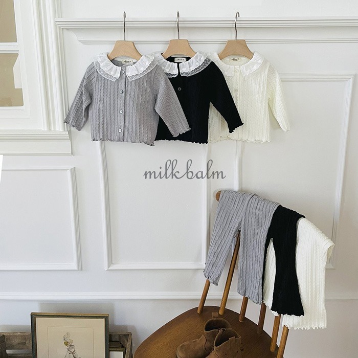 ❄️黑85現貨❄️milk balm 蕾絲領針織外套🧸韓國童裝-細節圖2