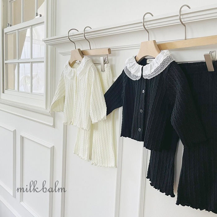 ❄️黑85現貨❄️milk balm 蕾絲領針織外套🧸韓國童裝-細節圖3