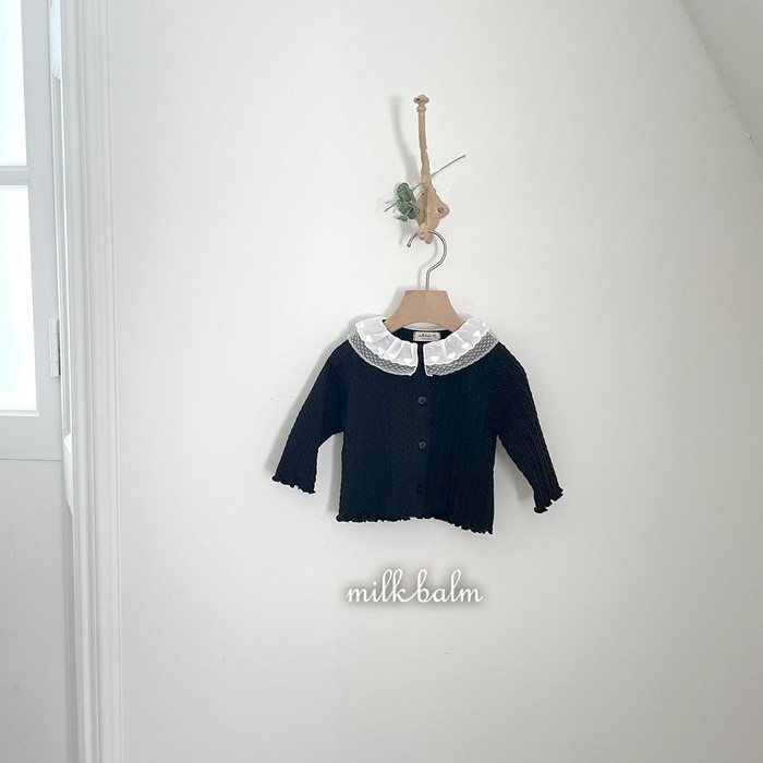 ❄️黑85現貨❄️milk balm 蕾絲領針織外套🧸韓國童裝-細節圖5