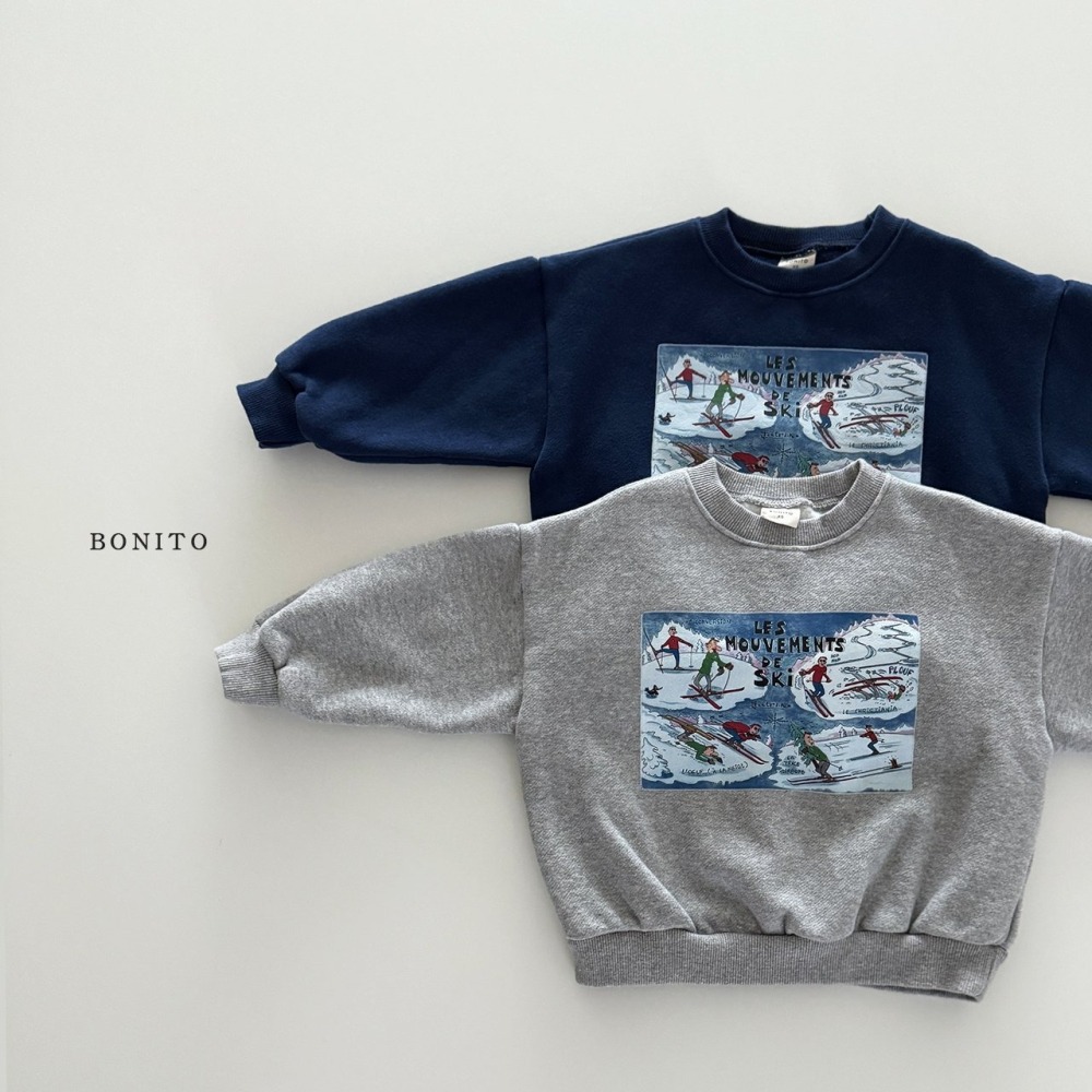 ❄️深藍105現貨❄️ bonito 溜冰場刷毛大學Tee🧸韓國童裝-細節圖2
