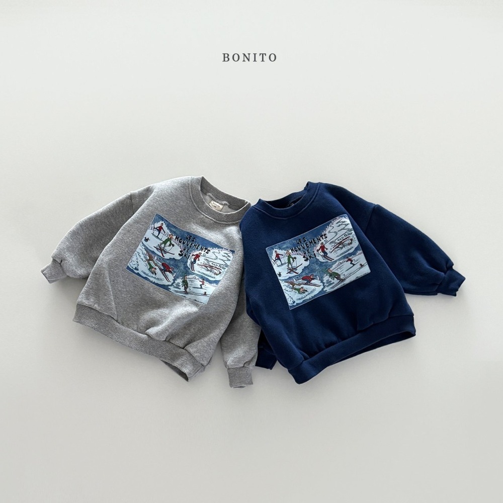 ❄️深藍105現貨❄️ bonito 溜冰場刷毛大學Tee🧸韓國童裝-細節圖3