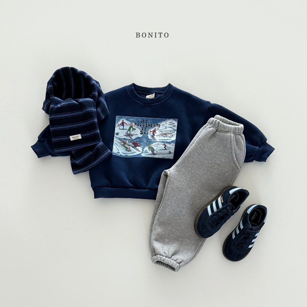 ❄️深藍105現貨❄️ bonito 溜冰場刷毛大學Tee🧸韓國童裝-細節圖4