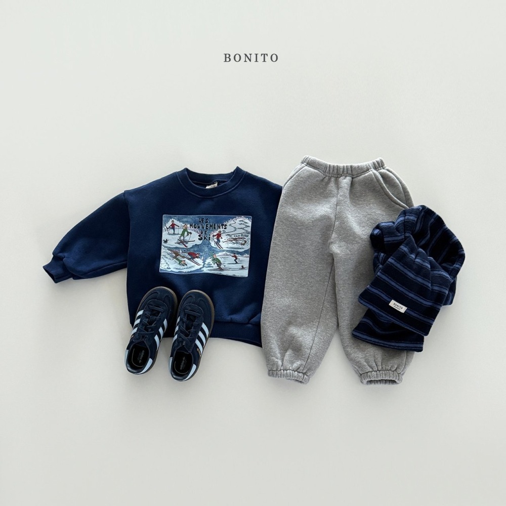 ❄️深藍105現貨❄️ bonito 溜冰場刷毛大學Tee🧸韓國童裝-細節圖5