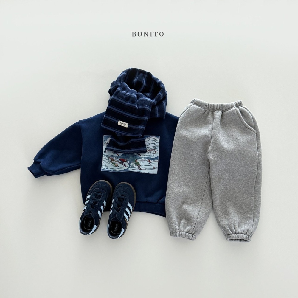 ❄️深藍105現貨❄️ bonito 溜冰場刷毛大學Tee🧸韓國童裝-細節圖7