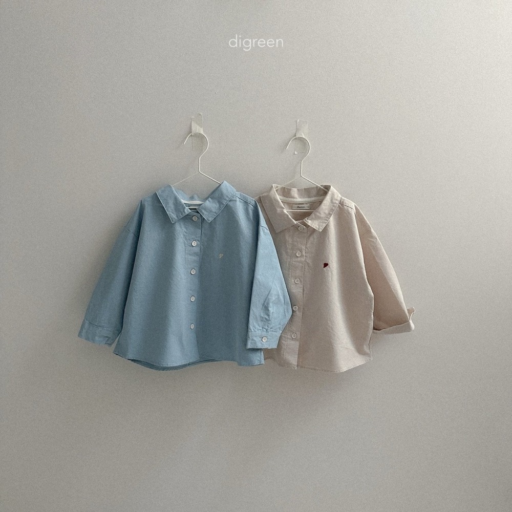 ❄️米白100現貨❄️Digreen kids 小愛心長袖襯衫🧸韓國童裝-細節圖2