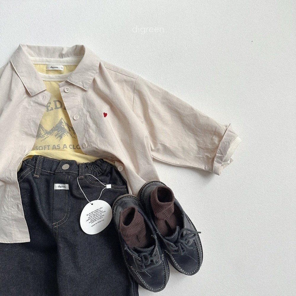 ❄️米白100現貨❄️Digreen kids 小愛心長袖襯衫🧸韓國童裝-細節圖11