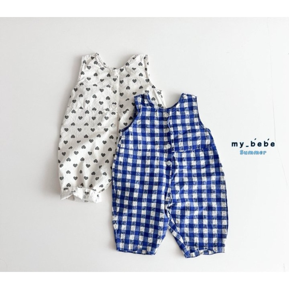 🌴藍80現貨🌴mybebe 小格子背心連身衣🧸韓國童裝-細節圖2