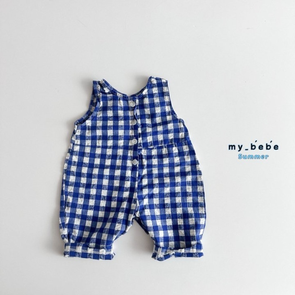 🌴藍80現貨🌴mybebe 小格子背心連身衣🧸韓國童裝-細節圖6