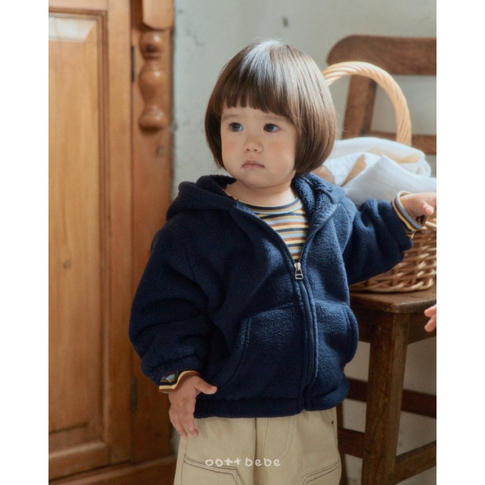 ❄️粉紫85/深藍105現貨❄️oottbebe 毛茸茸保暖連帽外套🧸韓國童裝-細節圖9