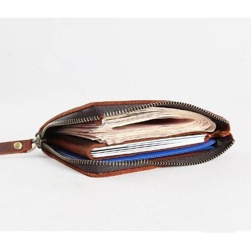 皮老闆3C賣場 現貨 真皮瘋馬牛皮手工皮夾 復古變色輕薄短夾 男生皮夾 拉鍊錢包 頭層牛皮皮夾  男士短夾 男用皮夾-細節圖2