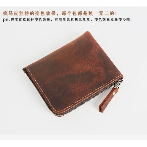皮老闆3C賣場 現貨 真皮瘋馬牛皮手工皮夾 復古變色輕薄短夾 男生皮夾 拉鍊錢包 頭層牛皮皮夾  男士短夾 男用皮夾-細節圖6