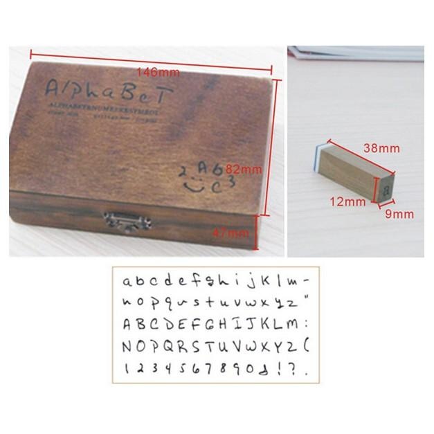 木質印章 字母印章 英文字母印章手寫英文字母木盒印章 簡約木盒數字+英文印章組打字機體 正體 手寫英文 字母數字印章-細節圖2