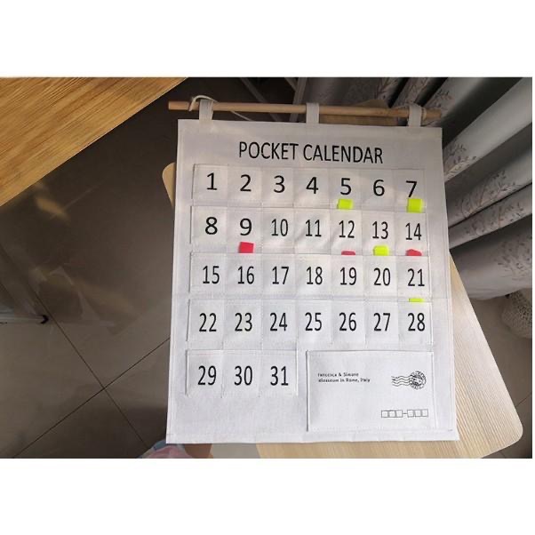皮老闆3C賣場 北歐風儲蓄月曆壁掛袋 收納掛袋 壁掛 存錢月曆 存錢好幫手 台灣出貨 省錢月曆 零用錢 小資族 存錢掛袋-細節圖4