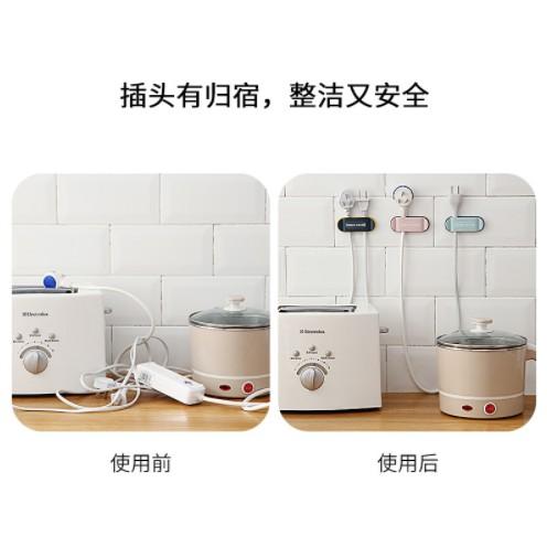皮老闆3C賣場 簡約居家生活插頭固定器 廚房壁掛電源線收納神器 強力掛勾 免打孔支架插座掛勾 理線器-細節圖5