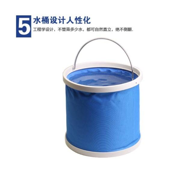 13L摺疊水桶 便攜型 折叠 水桶 露營 牛津布 洗車用 攜帶式矽膠折疊水桶 洗車 露營 釣魚 收納水桶 可提水桶-細節圖7