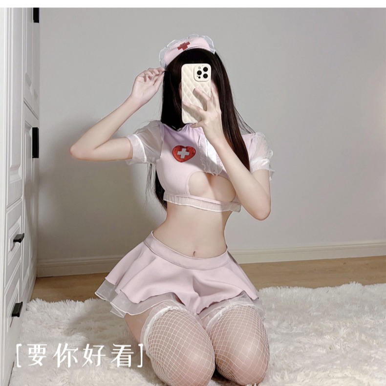 情趣內衣性感漏乳護士服角色扮演鏤空齊臀制服誘惑女免脫激情純欲【FS2-09】探索倉庫-細節圖3