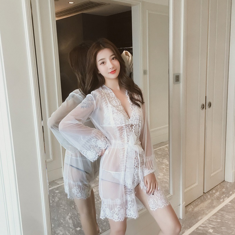 大尺碼透明透視網紗性感蕾絲睡衣睡裙誘惑睡袍【D03-FS3-14】探索倉庫-細節圖2