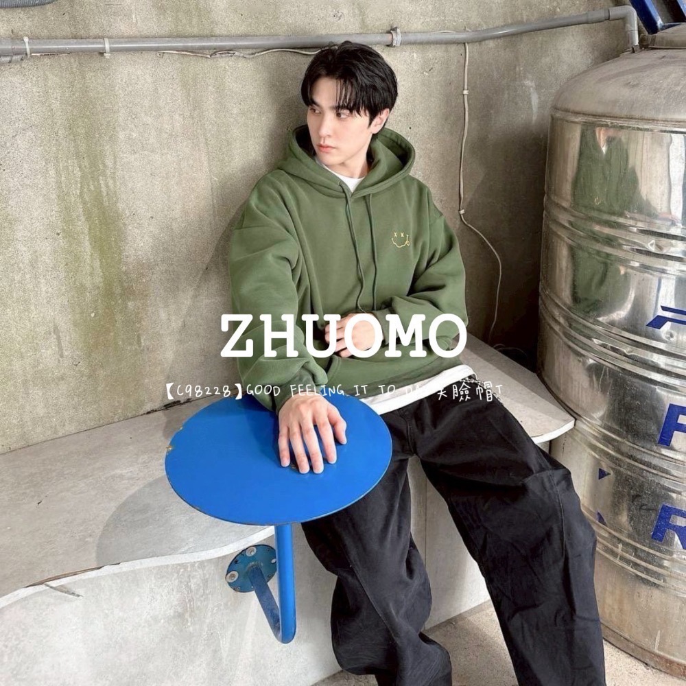 【7天內出貨】GOOD FEELING IT TO DAY笑臉帽T 大學t 厚磅 長袖 印花 衣服 大尺碼 上衣 男裝-規格圖8