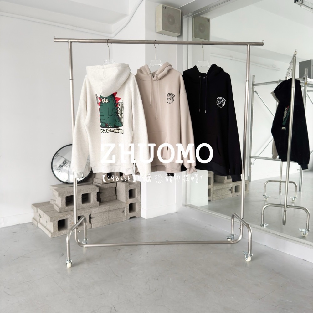 【7天內出貨】日語恐龍印花帽T 大學t 厚磅 長袖 印花 衣服 大尺碼 上衣 男裝 衛衣 情侶衣-細節圖7