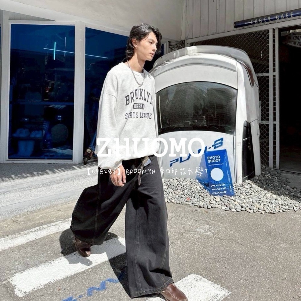 【7天內出貨】正韓 韓系 BROOKLYN束口印花大學T 刺繡 帽T 厚磅 長袖 印花 衣服 大尺碼 上衣 男裝-細節圖4