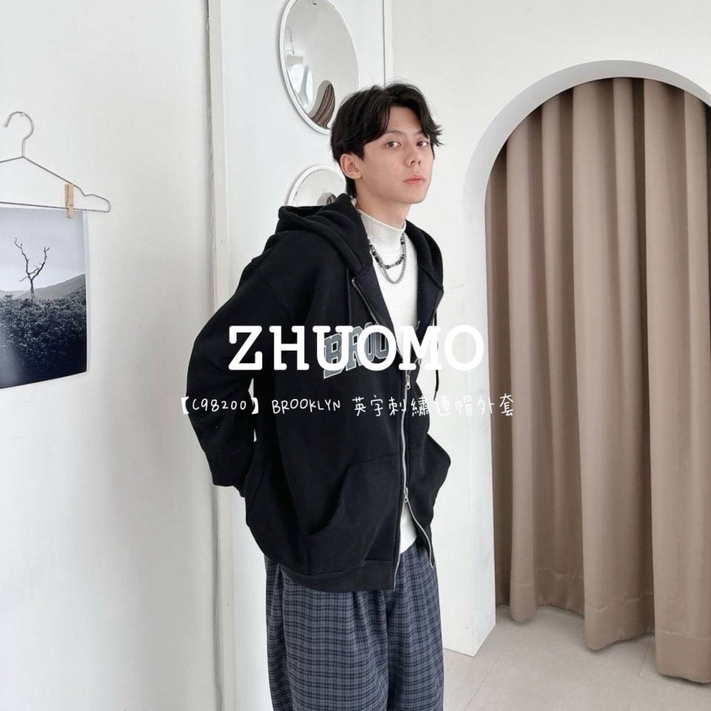 【7天內出貨】正韓 韓系 BROOKLYN 英字 刺繡 連帽 外套 刺繡 帽T 厚磅 長袖 衣服 大尺碼 上衣 男裝-細節圖4