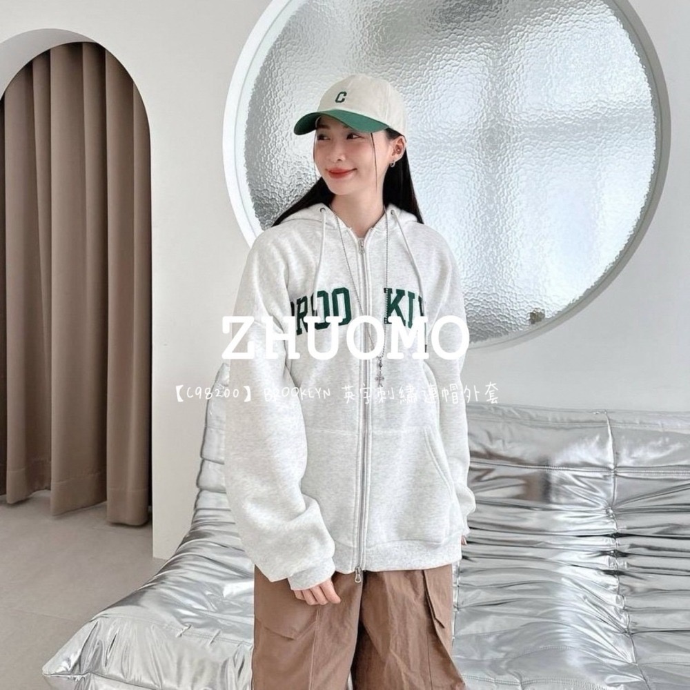 【7天內出貨】正韓 韓系 BROOKLYN 英字 刺繡 連帽 外套 刺繡 帽T 厚磅 長袖 衣服 大尺碼 上衣 男裝-細節圖6