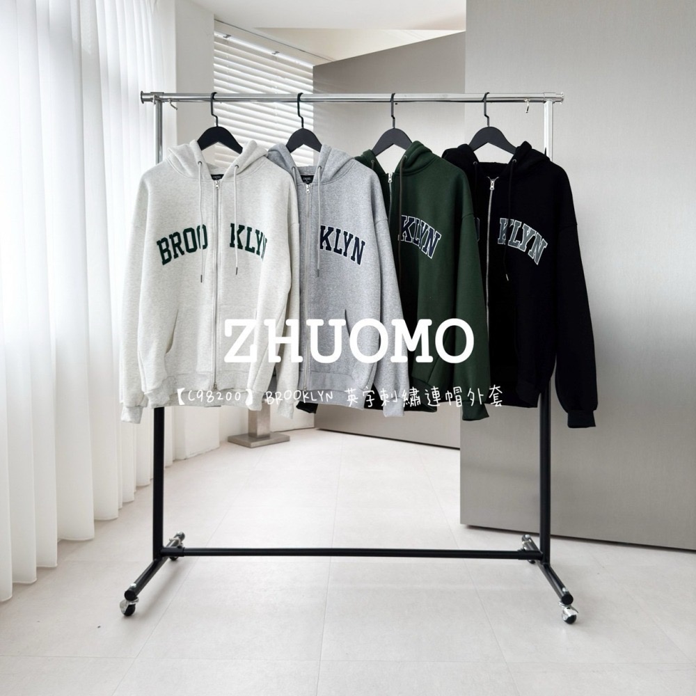【7天內出貨】正韓 韓系 BROOKLYN 英字 刺繡 連帽 外套 刺繡 帽T 厚磅 長袖 衣服 大尺碼 上衣 男裝-細節圖8