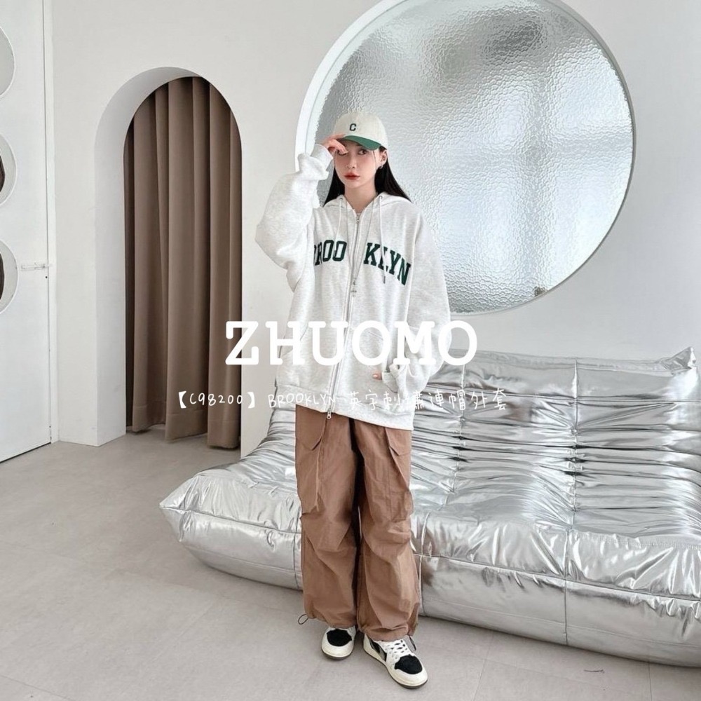 【7天內出貨】正韓 韓系 BROOKLYN 英字 刺繡 連帽 外套 刺繡 帽T 厚磅 長袖 衣服 大尺碼 上衣 男裝-規格圖8