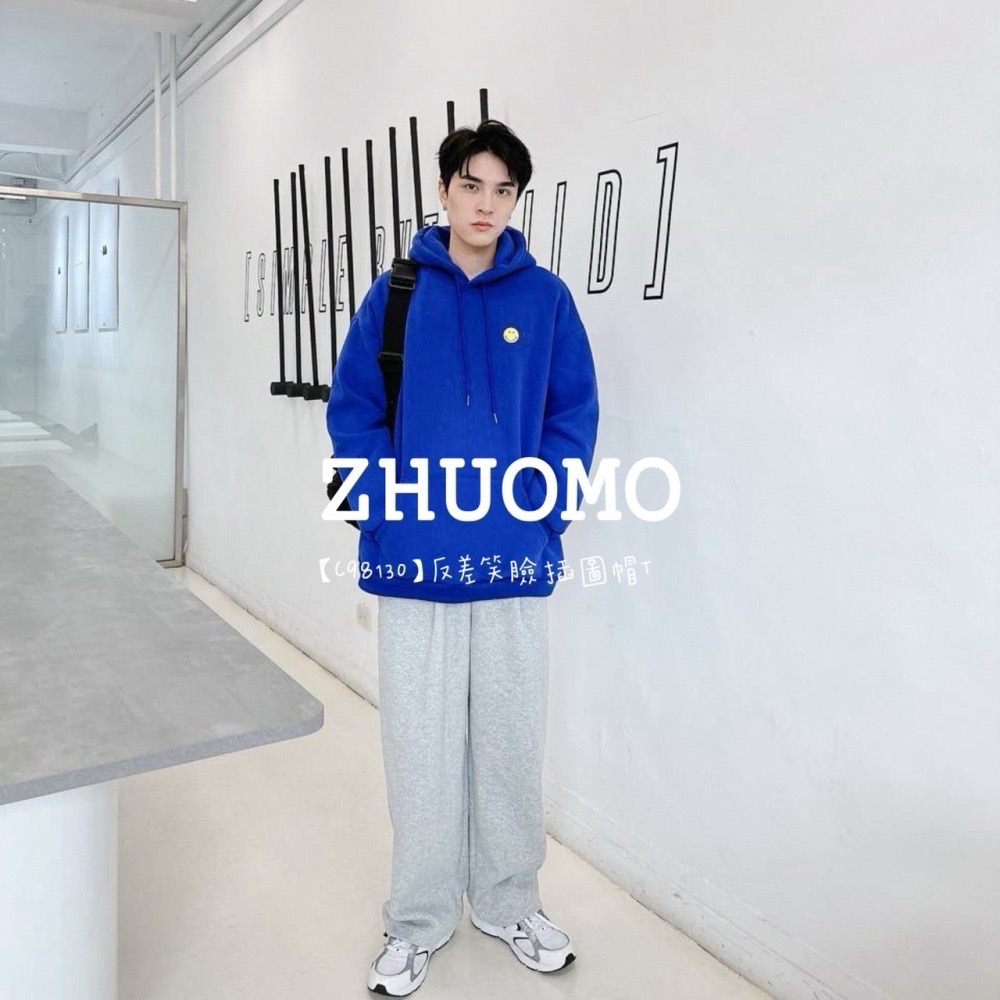 【限時特賣】正韓 韓系 反差笑臉插圖帽T 刺繡 大學t 厚磅 長袖 印花 衣服 大尺碼 上衣 男裝 情侶衣-細節圖4