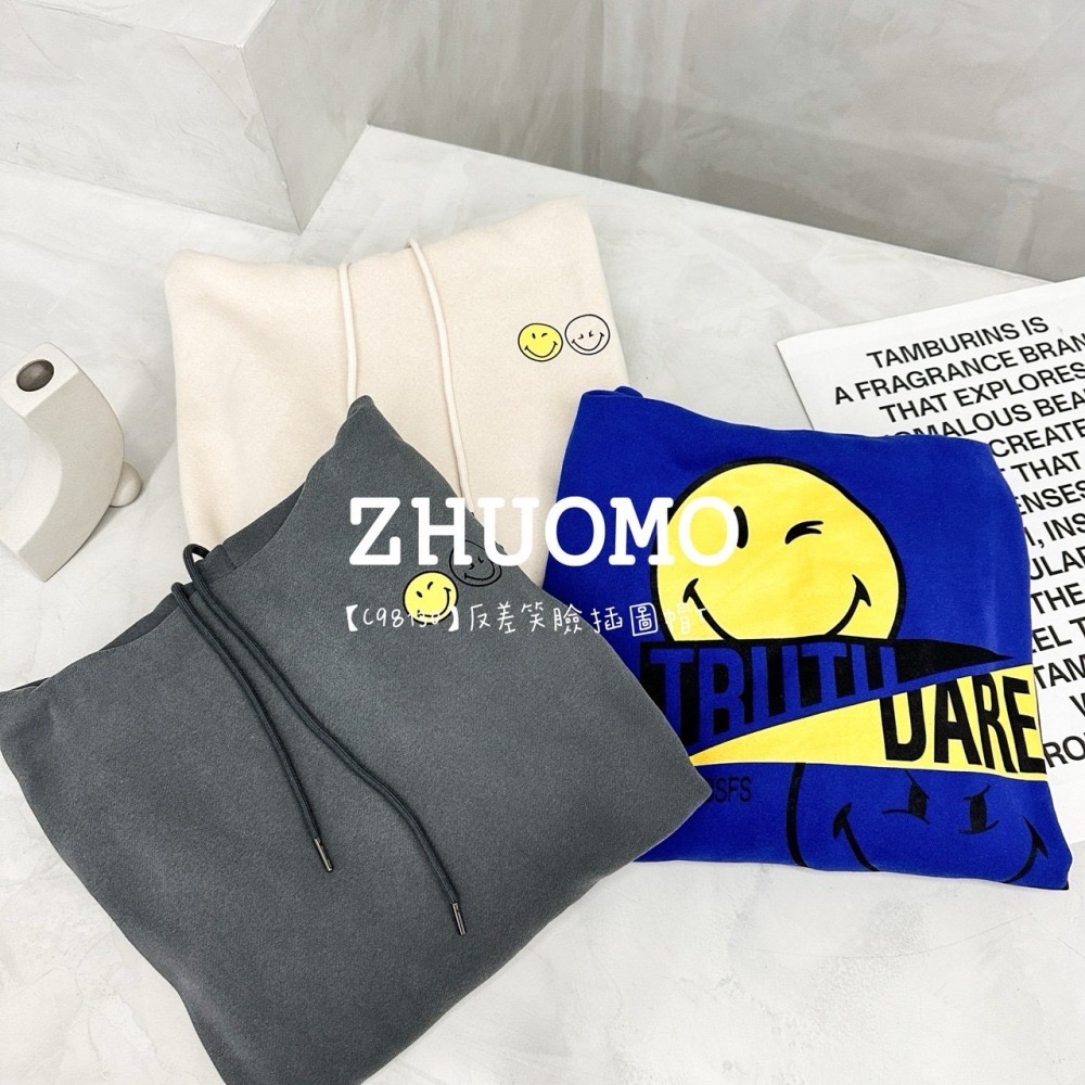 【限時特賣】正韓 韓系 反差笑臉插圖帽T 刺繡 大學t 厚磅 長袖 印花 衣服 大尺碼 上衣 男裝 情侶衣-細節圖7