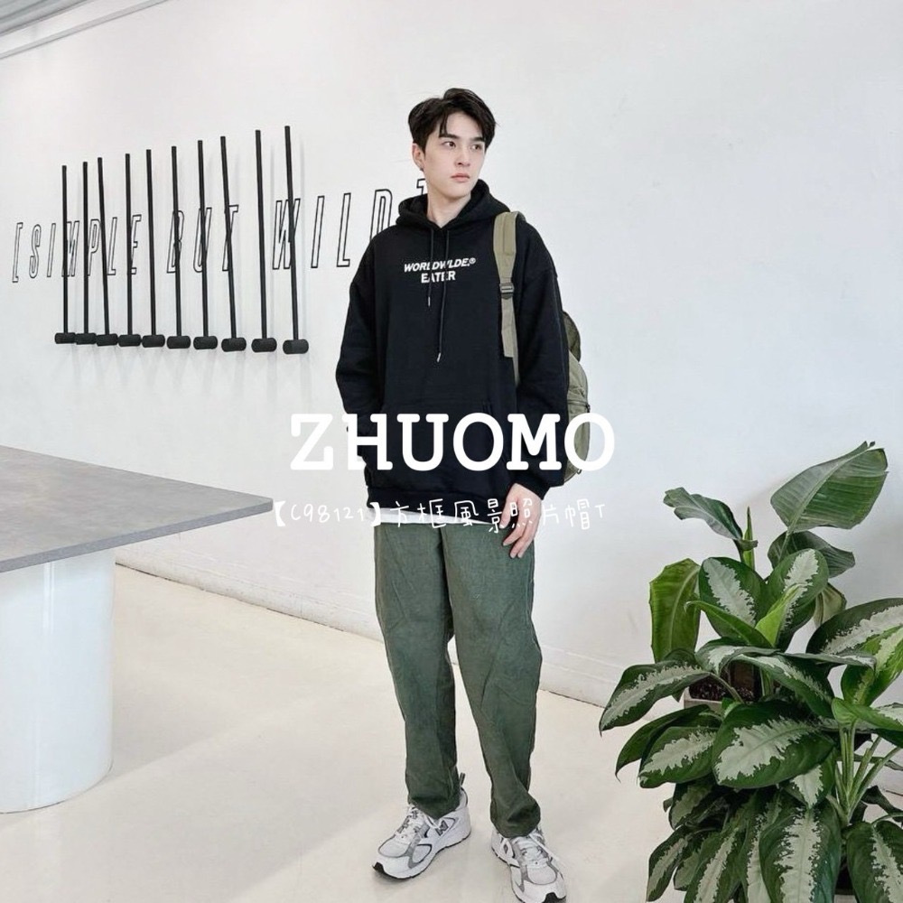 【7天內出貨】正韓 韓系 方框風景照片帽T 刺繡 外套 大學t 厚磅 長袖 印花 衣服 大尺碼 上衣 男裝-規格圖8